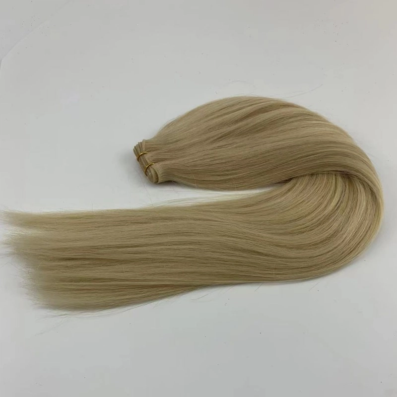Russia hair light blonde genius weft hair extensions for usa salon HJ 026